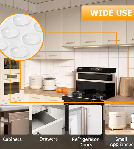 Cabinet Door Bumper, Cabinet Bumpers Clear 120PCS, Cabinet Stoppers Rubber, Cabinet Cushion Drawer Stops, Rubber Cabinet Door Bumpers Sound Dampening 3/8 Inch