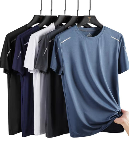 Men'S Running Quick Drying T-Shirts Breathable Hiking Fishing Tees Soft Elasticity Outdoor Sports Short Shirt Summer